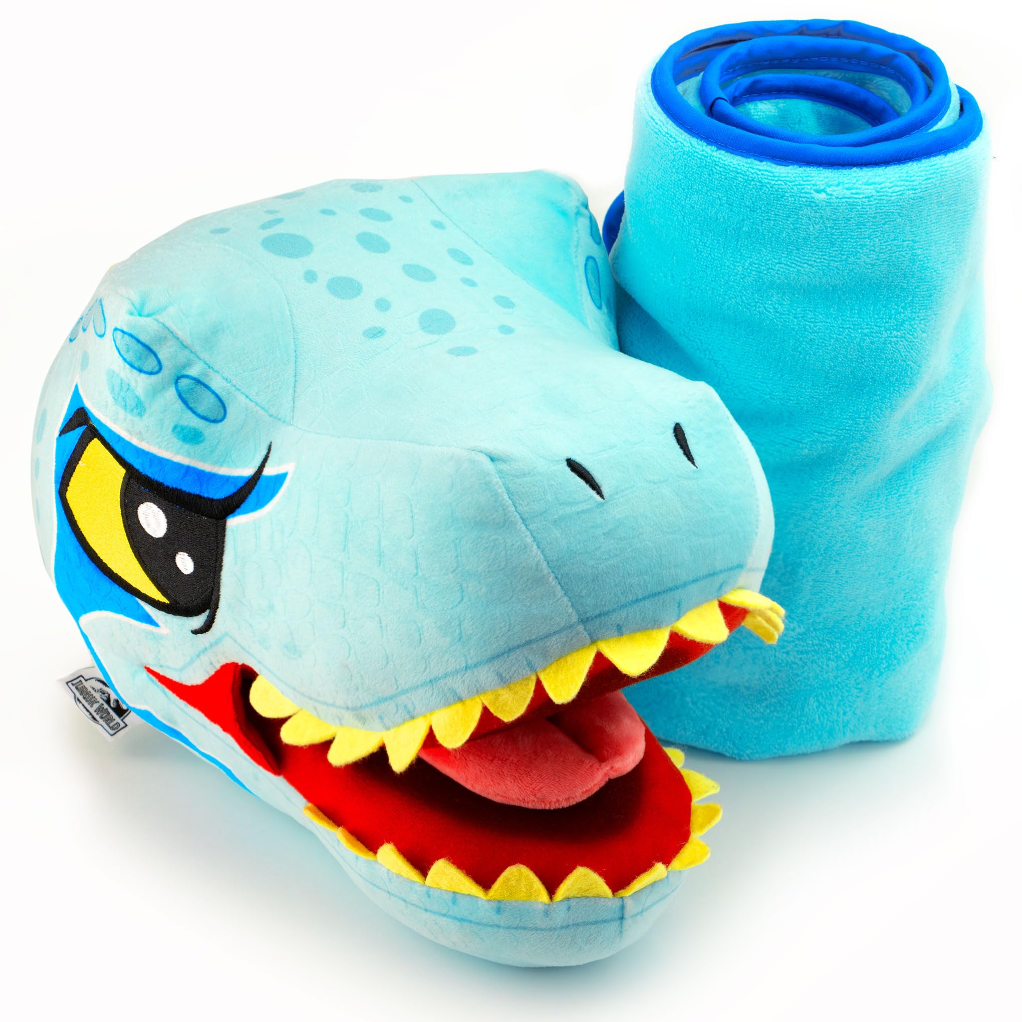 Jurassic World Dinosaur Head Armrest Buddy Stuffed Plush Traveling Toy With Blanket 13    - Kids Ultimate Travel Pillow Companio